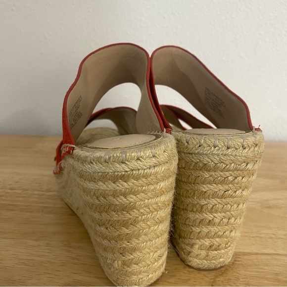 Kenneth Cole Olivia Espadrille Suede Red Platform Wedge 9 - Picture 4 of 7